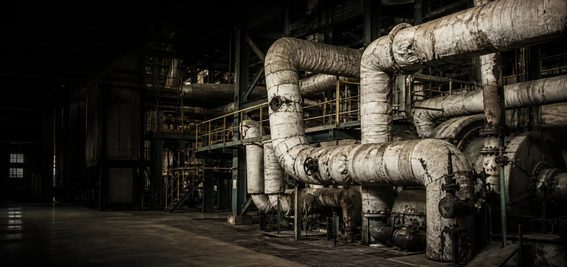 Industrial piping and equipment associated with occupational asbestos exposure