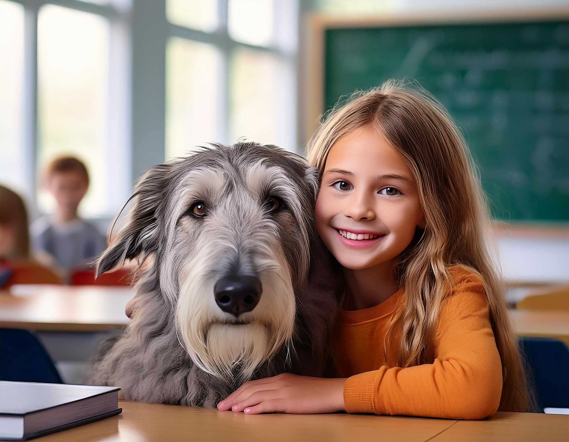 Wolfhound with Child in Classroom wolfhound with child